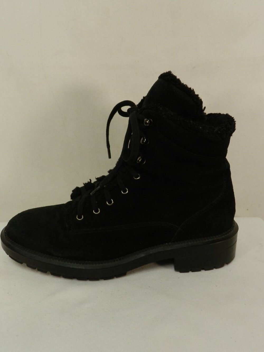 Aquatalia‎ Lenore Black Suede Shearling Lined waterproof ankle Boots Italy Sz 7